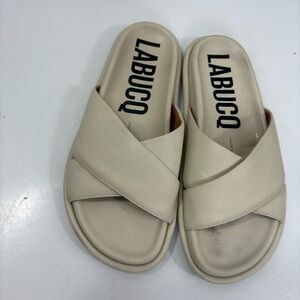 Labucq Off-White All Leather Slide Sandals in size 36
